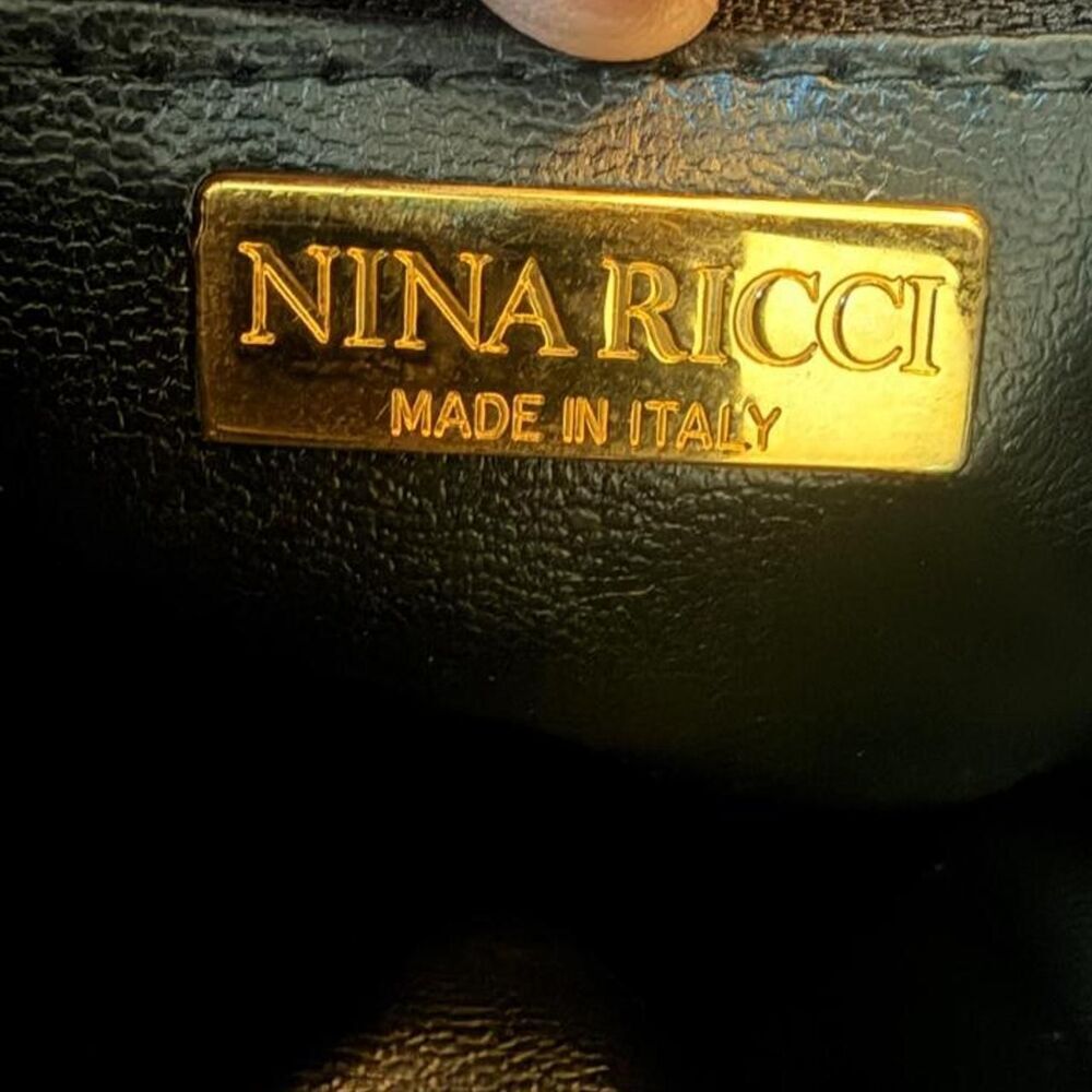 Vintage Nina Ricci Paris Black Monogram Drawstring Bucket Shoulder Bag Italy - Picture 3 of 8